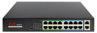 SW1816POE-160-E  |  Swicht PoE de 16 puertos RJ45 + 2 RJ45 Uplink  |  16x 10/100Mbps + 2x 10/100/1000Mbps  |  16 Puertos PoE 802.3af/at hasta 30W por puerto