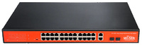 WI-PS526GH  |  WI-TEK  -  Switch PoE No  Gestionable de 24 puertos  |  100 Mbps  |  1 RJ45 Gigabit + 1 Combo Gigabit  |  200W